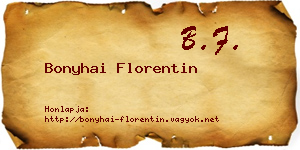 Bonyhai Florentin névjegykártya